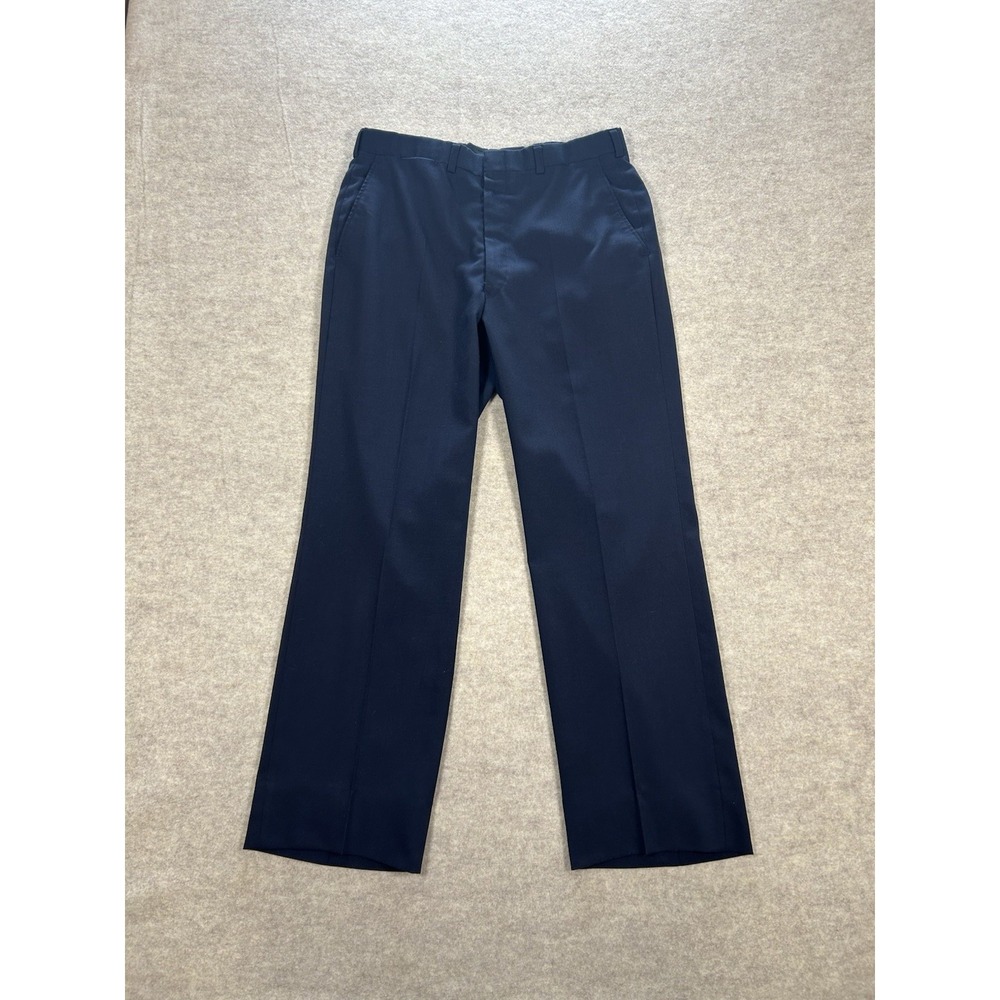 Brooks Brothers "346" Navy Blue Pleated Stretch Dress Pants Mens 34X29